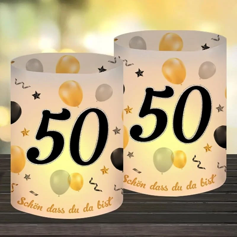 Visita la tienda de O-Kinee 12 Portavelas de Mesa para 50 Cumpleaños, Decoración de Mesa Happy Birthday, Decoración Cumpleaños Hombre y Mujer de 50 años, Adecuado para Velas de té o Velas — Cena a la luz de velas