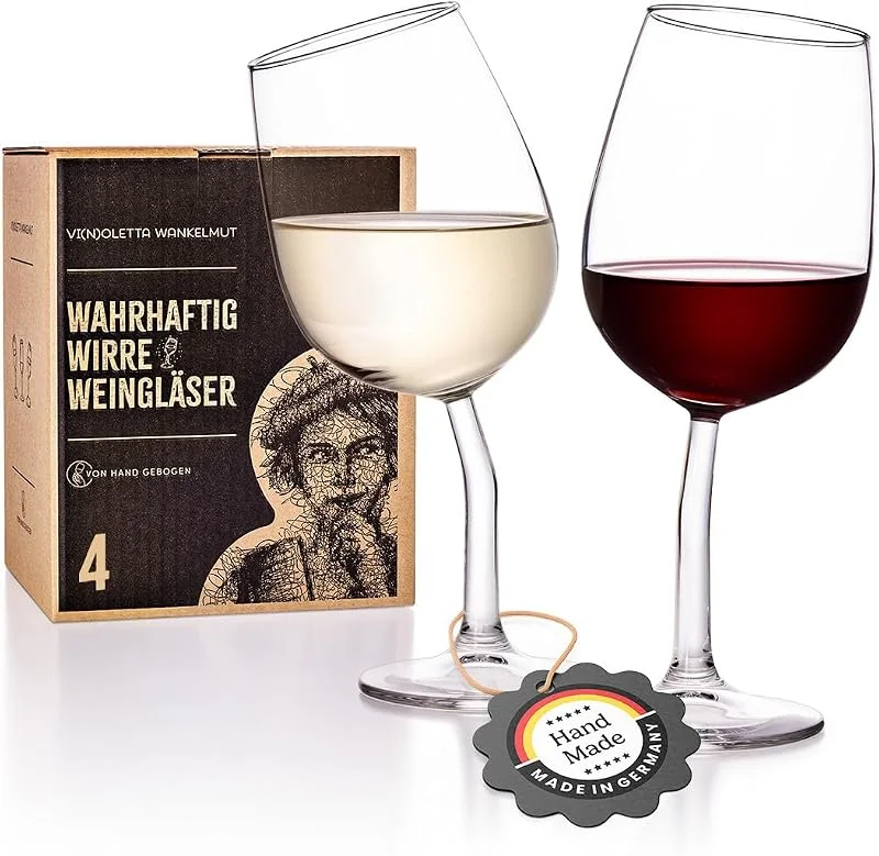 Vi(n)oletta Wankelmut Copas de vino torcidas, juego de 4: un regalo divertido para los amantes del vino. — Vino y mesa festiva