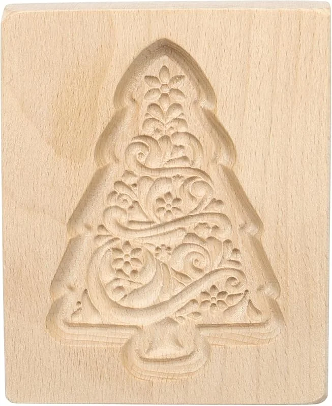 Visita la tienda de sourcing map sourcing map Molde de madera para galletas de 3.94 x 3.15 pulgadas, molde de madera para galletas de árbol de Navidad, herramienta tallada para hornear, sello de prensa de galletas — Hogar y cocina