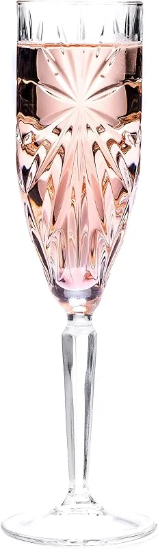 RCR 26327020006 Copas De Champán, Flautas De Cristal con Capacidad De 160 ml, Juego De 6, De La Colección Oasis, Vasos con Diseño Elegante, Apta para El Lavavajillas, Cristalería Ultra Transparente — Vino y mesa festiva
