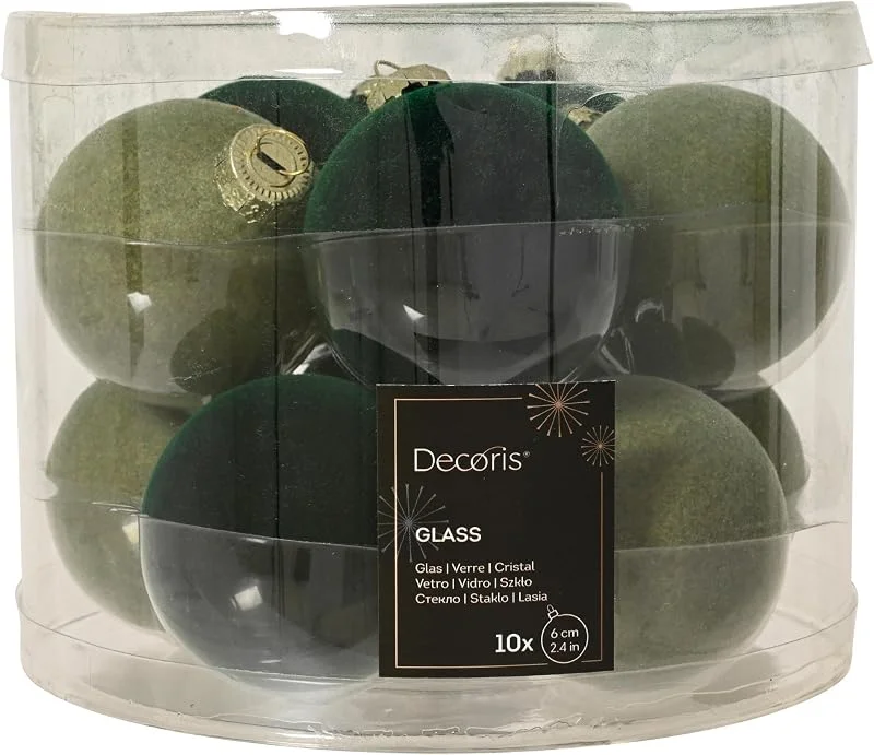 Decoris DomoDomo - Bolas de Navidad (cristal, aspecto aterciopelado, 6 cm de — Decoracion Navidad