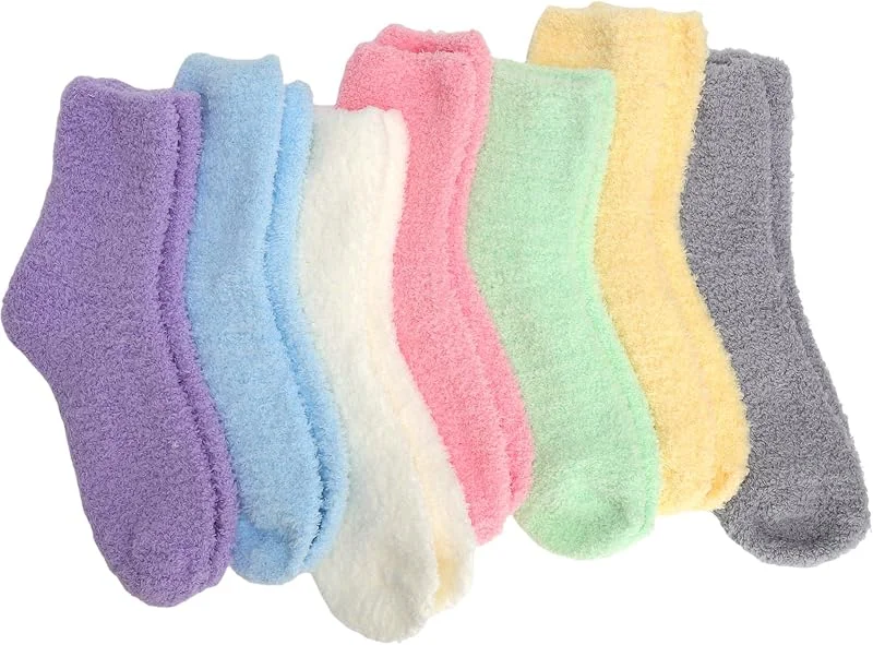 ZRUEWOT 7 Pares Calcetines Térmicos Mujer Invierno Calcetines Suaves y Gruesos Antideslizantes Calcetine Mujer Peluche para Casa, Dormir, Regalo (Talla 36–40) — Decoracion Navidad