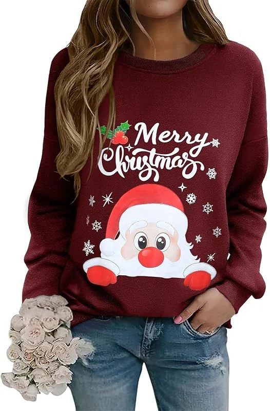 Visita la tienda de Lonya Lonya Sudadera Navideña Mujer Jersey Feo Ugly Christmas con Árbol de Navidad Manga Larga Cuello Redondo Informal y Divertida Camisetas para Fiestas — Ropa Navidad