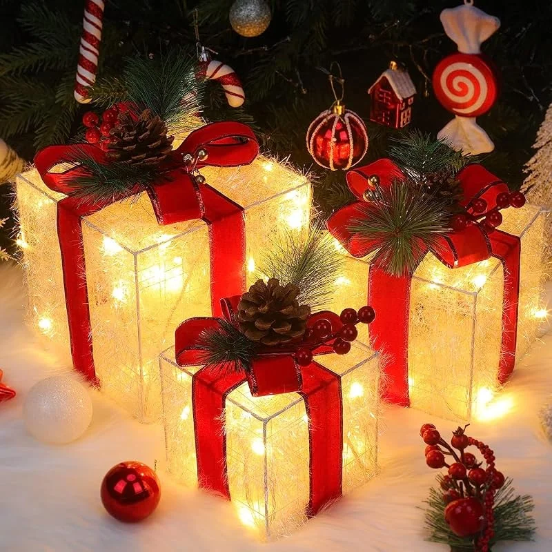 Visita la tienda de Quntis Quntis Cajas de Regalo Luce de Iluminadas Navidad, 60 LEDs Luce Decoración — Envoltorio regalo