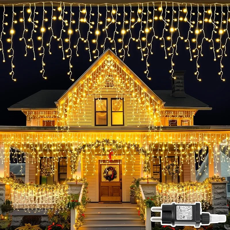 TRUMPETS Cortina Luces Navidad Exterior, 15M 624 LED Guirnalda Luzes, Blanco Cálido