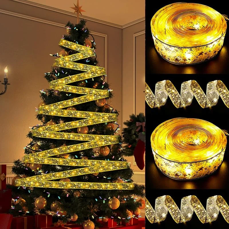 ZPQAODI Luces de Hadas de Cinta, Cinta Luminosa de Navidad, 10M 100LED Luces de Navidad Luces, Led Decorativas El Árbol de Navidad Para Año Nuevo, Navidad, Fiesta — Luces Navidad
