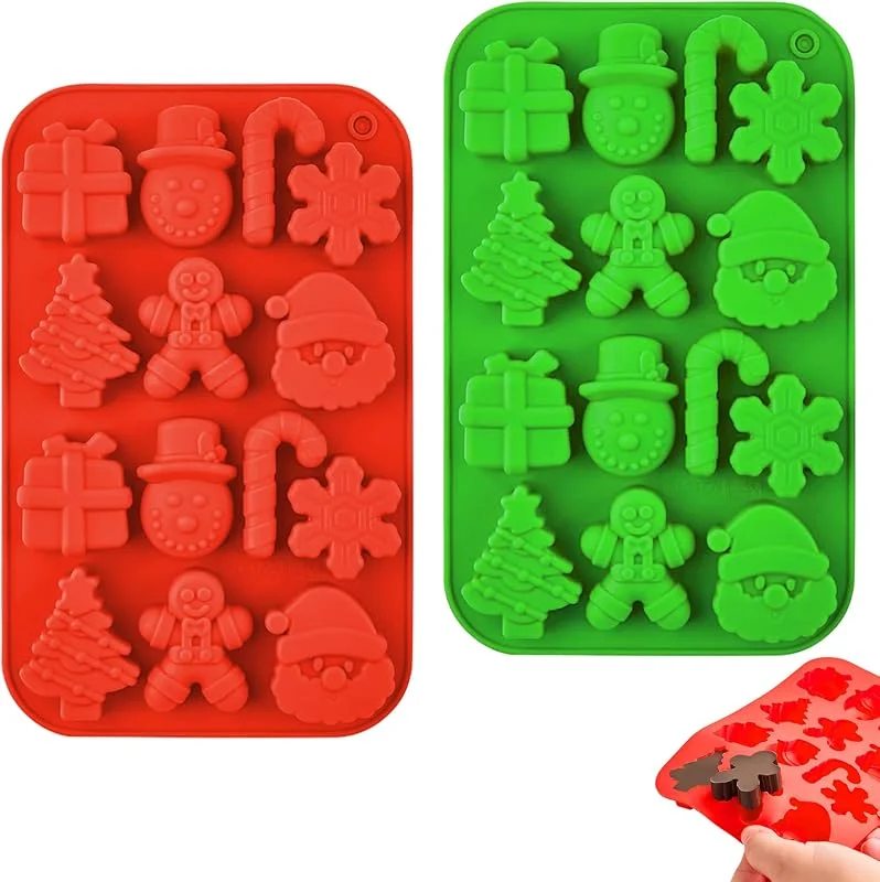 NUOM Molde Silicona Navidad 2 Piezas 14 Formas para Chocolate y Repostería — Hogar y cocina