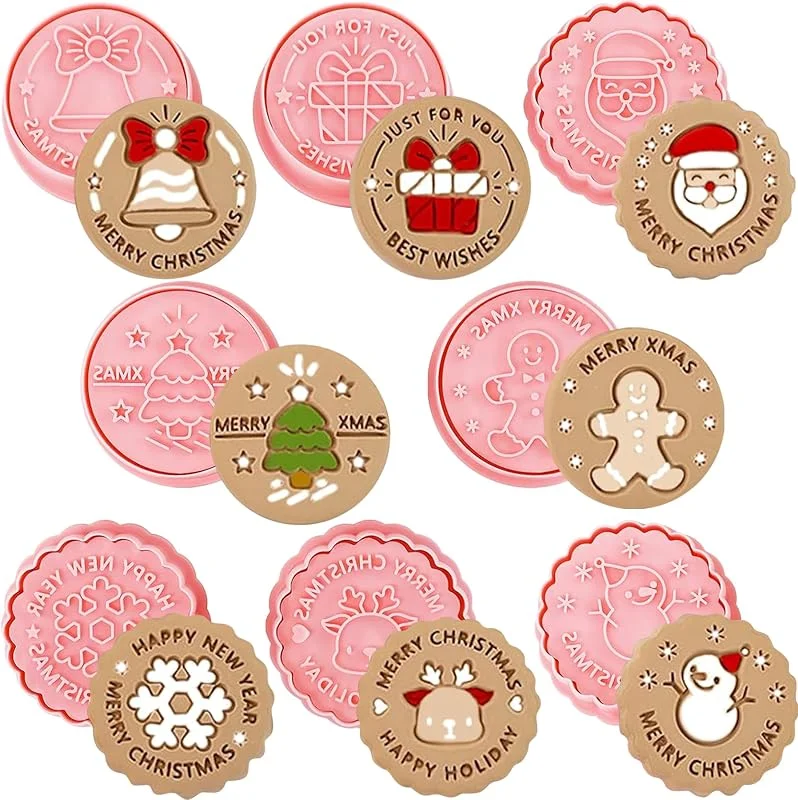 YeahBoom 8 Piezas Moldes Galletas Navidad, Cortadores de galletas de Navidad 3D, Juego de moldes para galletas de Navidad, Moldes Navidad Galletas Plástico para cookie fondant decoración de pasteles — Hogar y cocina