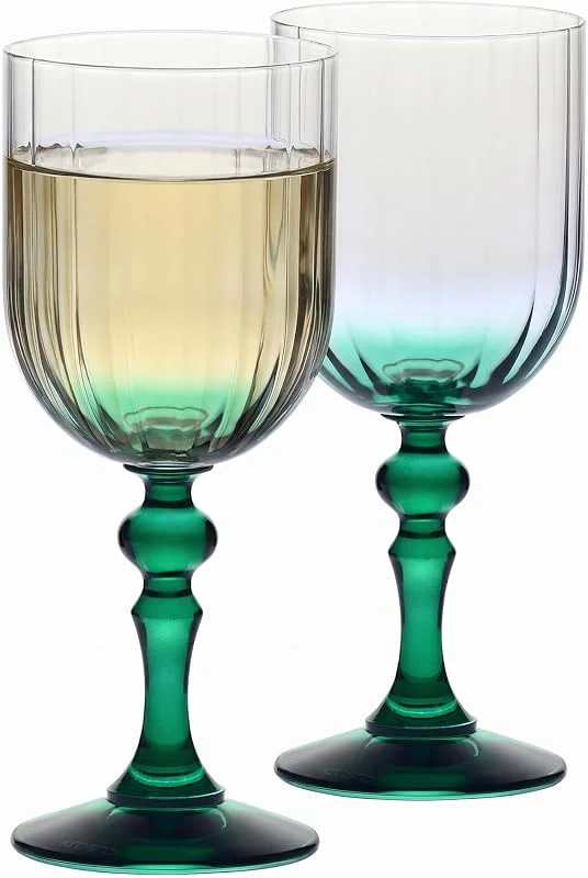 Visita la tienda de Krosno KROSNO Copas de Vino Tinto Juego de 2, 300 ml, Pie Verde, Colección Bubble — Vino y mesa festiva