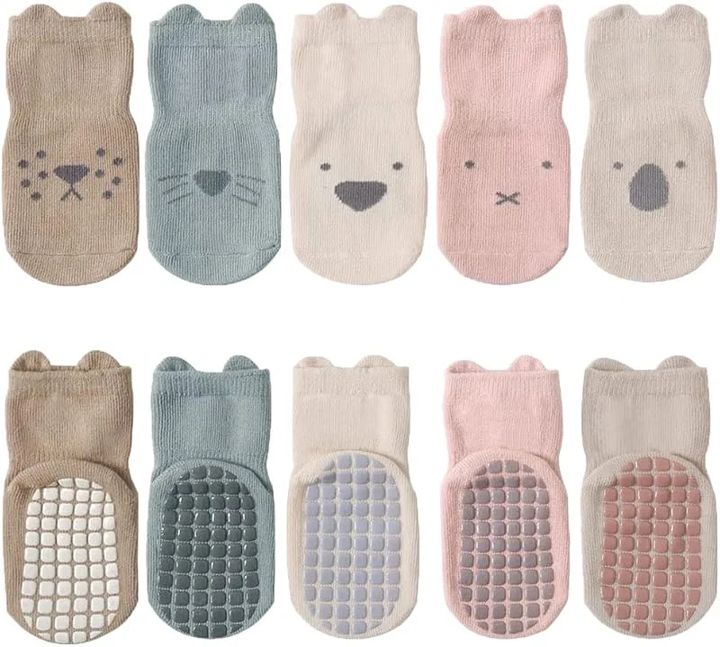 Visita la tienda de FedMois FedMois Calcetines Antideslizantes de Algodón para Bebé Niño Niña Pack de 5 — Ropa Navidad