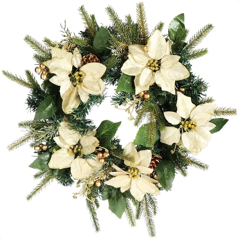 Visita la tienda de com-four COM-FOUR® Corona de Puerta de Navidad, Corona de Adviento con Conos — Decoracion Navidad