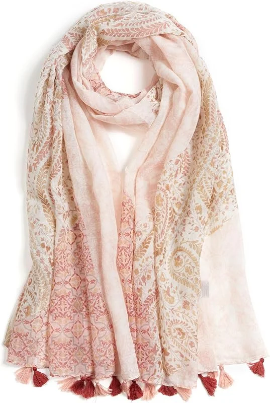 Bufanda para mujer, ligera, suave, con estampado floral, leopardo, para otoño e invierno, chal con flecos — Ropa Navidad
