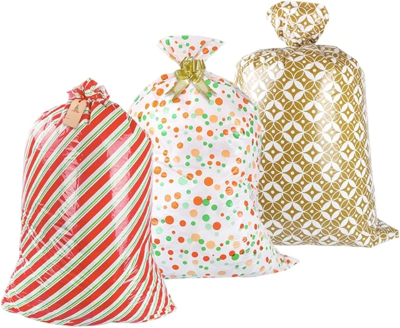 JOPOYOCO Bolsas de regalo gigantes, juego de 3 bolsas de regalo extragrandes, 91 x 142 cm, bolsas de regalo gigantes para juguetes infantiles, Navidad, bolsas de almacenamiento con etiqueta de nombre, tarjeta — Envoltorio regalo