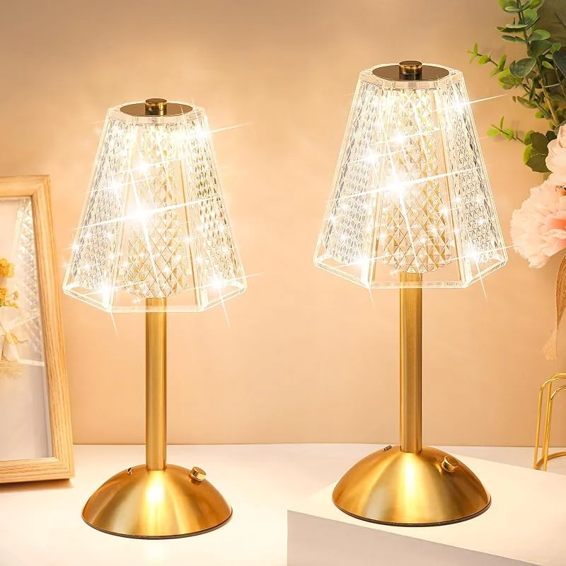 Liliful 2 lámparas de mesa inalámbricas LED táctiles, doradas — Cena a la luz de velas