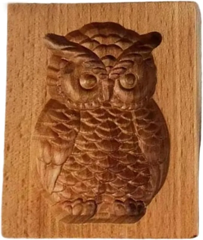 Gcroet Moldes de madera para galletas con estampado de búho 3D, molde para sellos de galletas para Navidad, Acción de Gracias, cocina, herramientas para hornear DIY.. — Hogar y cocina