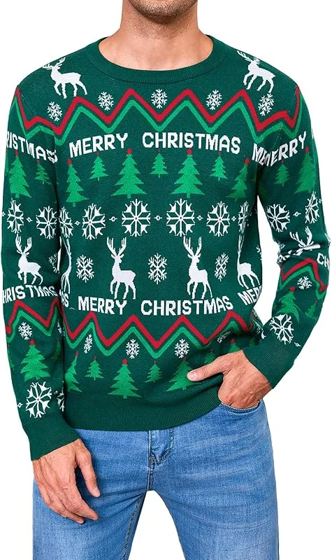 Visita la tienda de Gyabnw Gyabnw Jersey Navideño Hombre de Punto Manga Larga Cuello Redondo — Ropa Navidad