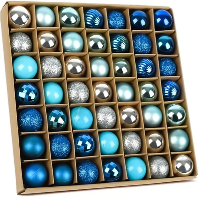 Hanwin Bolas de Navidad de plástico, mini, pequeñas, 49 unidades, color azul y plateado, adornos navideños para decorar árboles de Navidad, repisas de chimenea, coronas de Navidad, puertas (azul — Decoracion Navidad