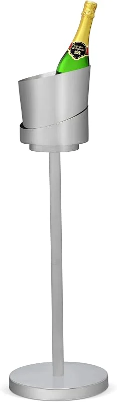 Leopold Vienna - Enfriador de champán con soporte incluido acero inoxidable mate — Vino y mesa festiva