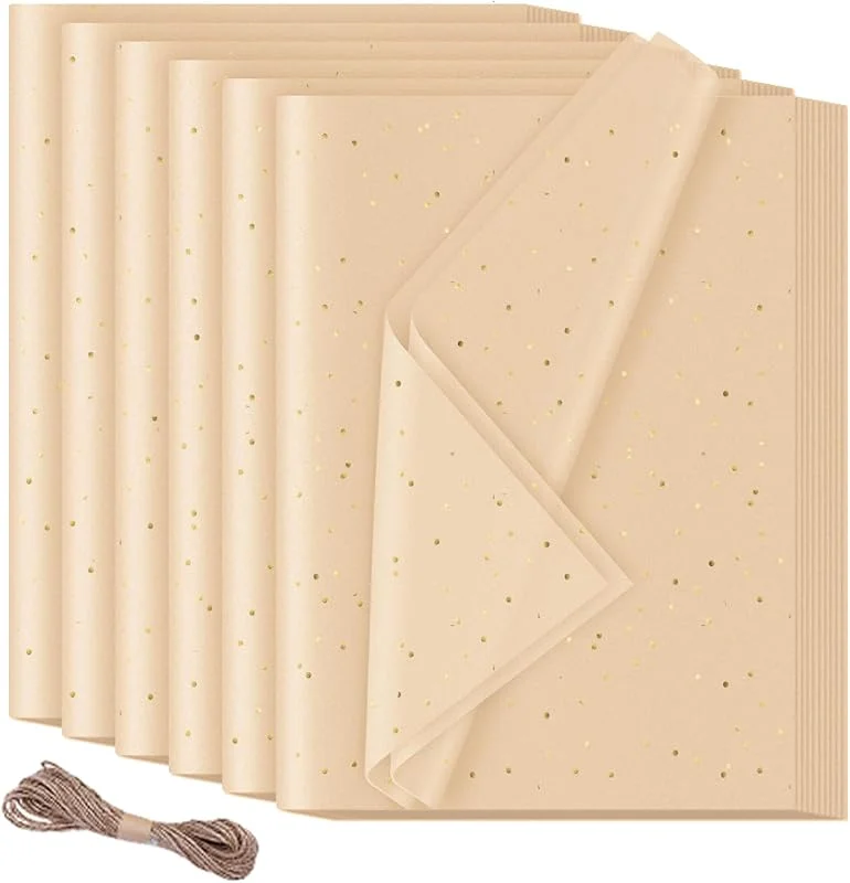 HXJDAM Papel de Seda Marrón con Purpurina - 30 Hojas, 50 x 70 cm - para Envolver Regalos, Manualidades y Relleno — Envoltorio regalo