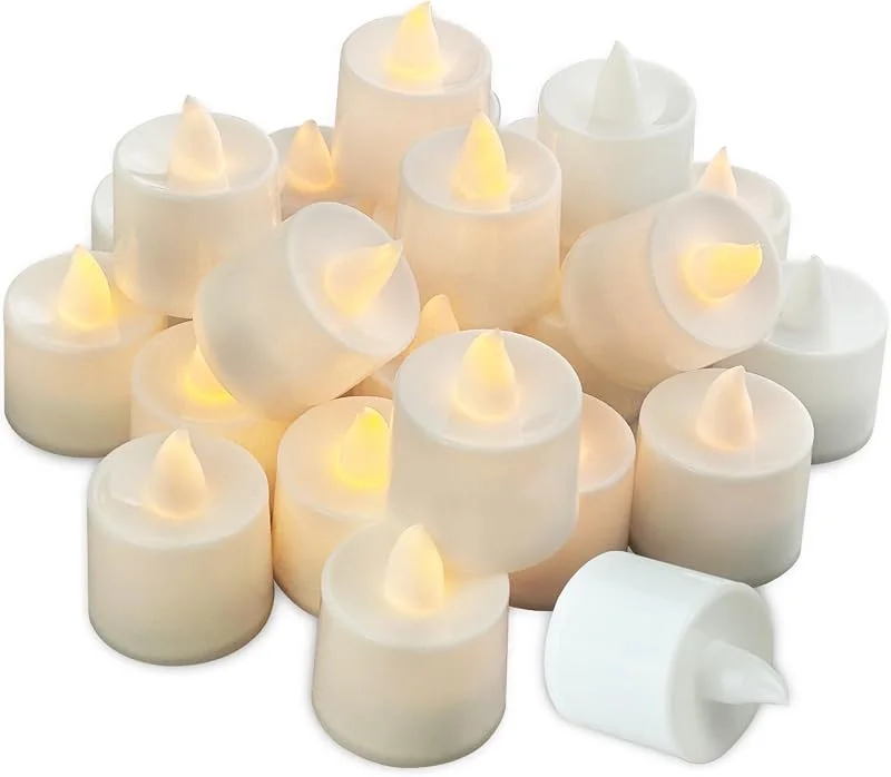 Nutabevr 24 piezas LED Velas Artificiales realistas a Pilas, sin llama pilas incluidas, velas eléctricas con luz parpadeante, para bodas, fiestas, vacaciones, decoración del hogar al aire libre — Luces Navidad