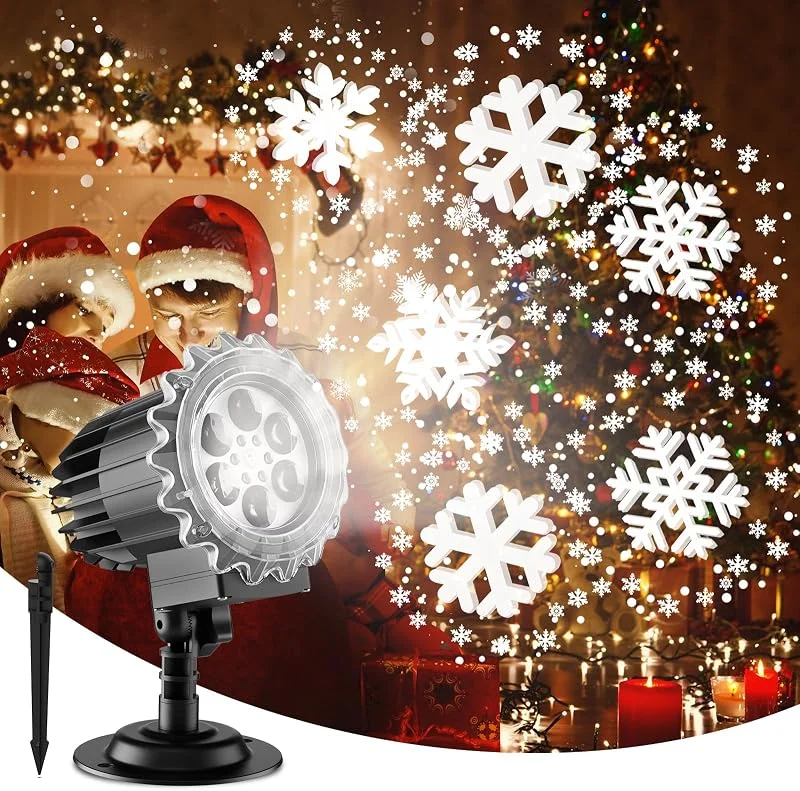 CAVWVTYU Proyector de luces navideñas, proyector LED de copos de nieve para exteriores, IP65, resistente al agua, para interiores y exteriores, ideal para Navidad, Año Nuevo y fiestas. — Luces Navidad