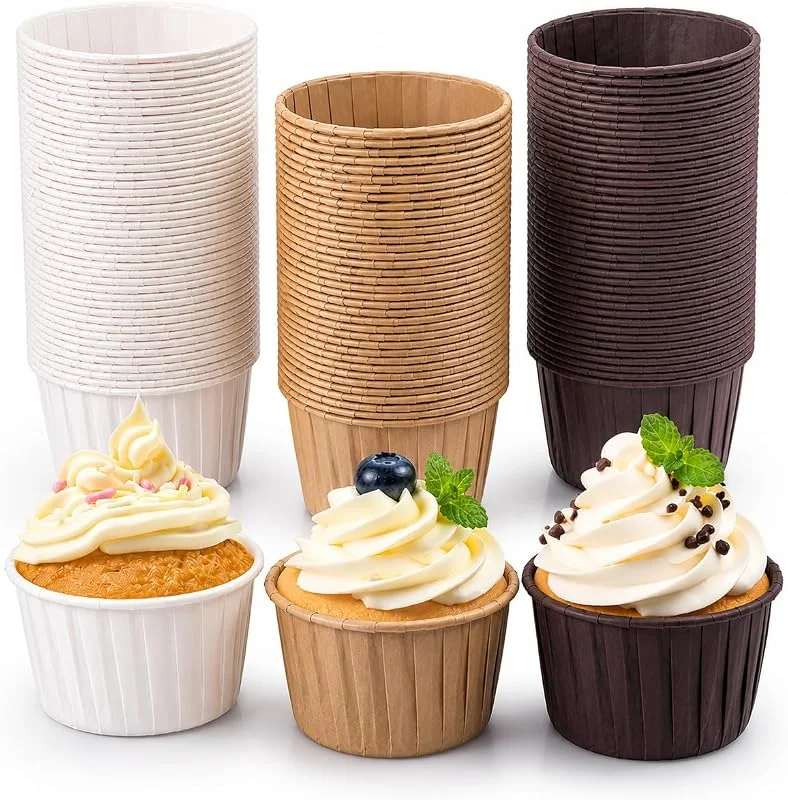 XIMEY Papel Magdalenas Horno, Moldes Magdalenas Papel, 200 Piezas, Moldes Muffins, Muffin, Cupcakes para Fiestas Navidad, Tamaño Estándar, Natural y Antiadherente (Dorado) (Blanco) — Hogar y cocina