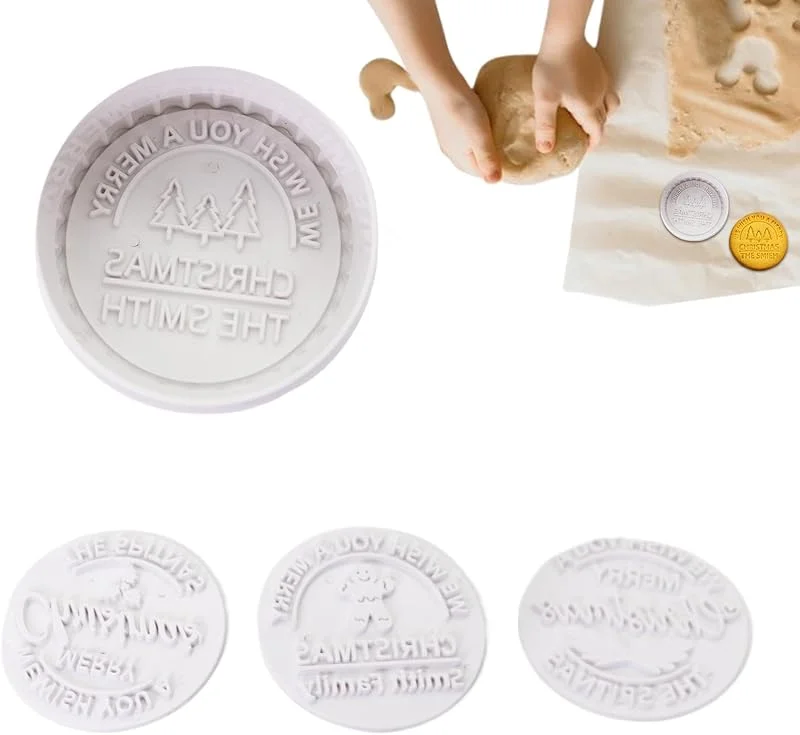 Generic Sello de galletas de Navidad, 4 piezas, reutilizable, suave, antiadherente — Hogar y cocina