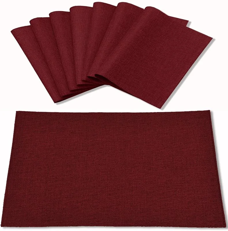 Rinpon Juego de 8 manteles Individuales de Tela Tipo Lino, Lavables a máquina, Resistentes al Calor, sin Arrugas, de poliéster Grueso, para Cocina, Mesa de Comedor (borgoña) — Hogar y cocina