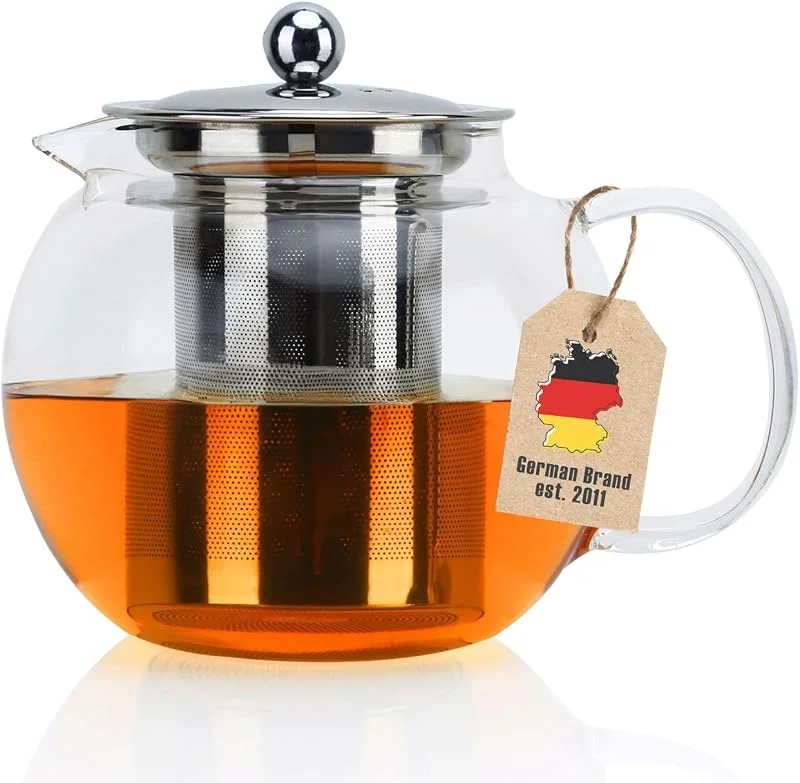 Cadorabo INTIRILIFE Tetera con Filtro 650 ml en Claro - Jarra de Vidrio de Resistente borosilicato con tamiz Infusor al Calor para Bebidas frías y Calientes - Café, té Helado, Agua, etc. — Vino y mesa festiva