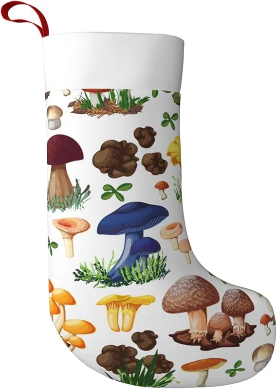 GaxfjRu Calcetín de Navidad con estampado de setas japonesas, para decoración de fiesta familiar, árbol de Navidad, decoración de chimenea, decoración de fiesta de Navidad — Decoracion Navidad
