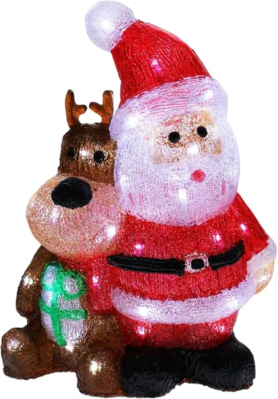 Visita la tienda de WELL HOME MOBILIARIO & DECORACIÓN Well Home Figura Luminosa de Papá Noel y Reno con Luces LED y Temporizador — Decoracion Navidad