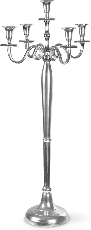 Gräfenstayn Candelabro 1, 3 o 5 Brazos - Diferentes tamaños - Candelabro en Color Plata, Negro, Blanco o Dorado (XL, Plata) — Cena a la luz de velas