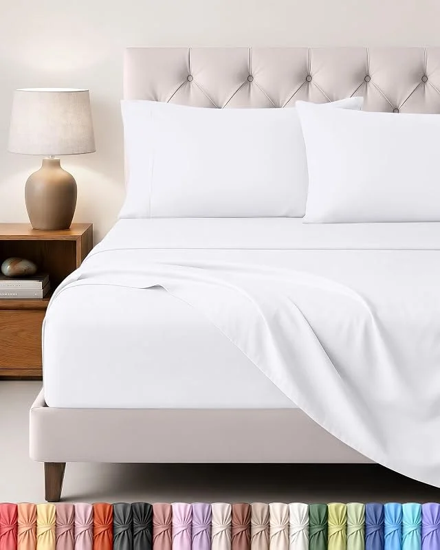 Visita la tienda de Utopia Bedding Utopia Bedding Juego de Sabanas 4 Piezas, 150x200cm, Blanco — Vino y mesa festiva