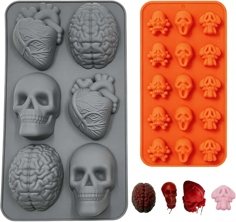 FENGCHUANG 2 Piezas Moldes de Silicona con Forma de Calavera 21 Huecos — Hogar y cocina