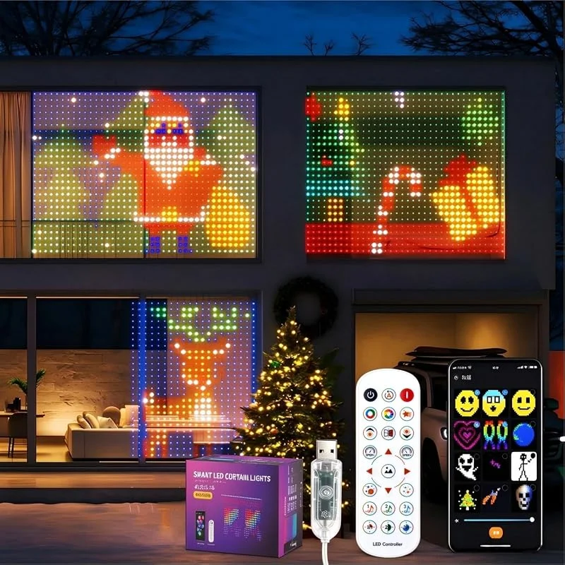 Visita la tienda de CILIENG Luces de Cortina Interior, 400 LED Luce Dinámicas RGB para Bricolaje — Luces Navidad