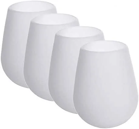 Visita la tienda de DEWEL DEWEL Vasos de Vino de Silicona 4pcs Copas de Vino 400ml Ideales para Llevar de Picnic o de Camping Blanco — Vino y mesa festiva