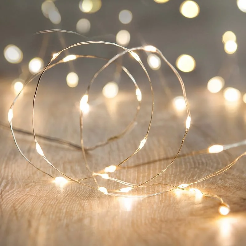 Visita la tienda de Lights4fun Lights4fun Guirnalda Luminosa con 20 Micro LED Blanco Cálido a Pilas Cadena de Luces Decoración para Interiores — Luces Navidad
