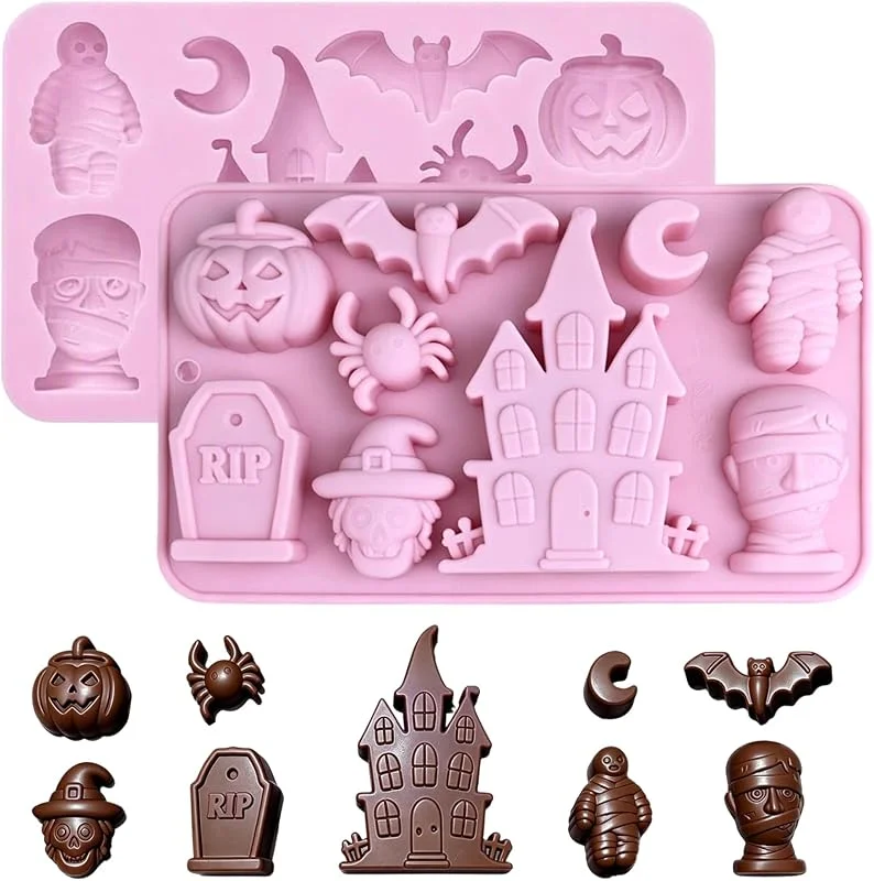WSXQAZ 2 Piezas Halloween Moldes Bombones, Molde de Silicona de Calavera — Hogar y cocina