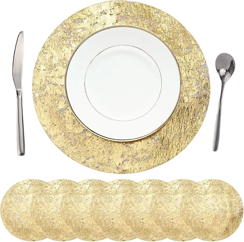 Visita la tienda de GORGECRAFT GORGECRAFT 16 Mantel Individual con Purpurina Dorada 33cm Redondo de Malla Prensada de Lujo para Mesa de Comedor Decoración de Centros de Mesa para Fiestas Cumpleaños Bodas Navidad Año Nuevo Festivos — Hogar y cocina