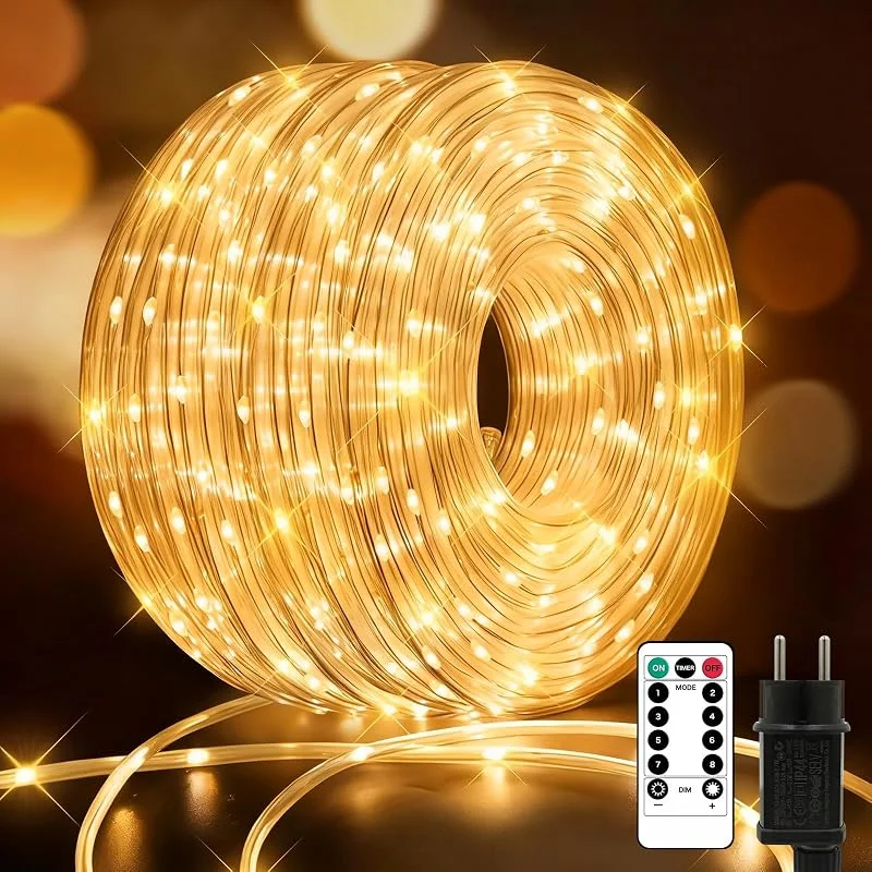 Liyade Manguera Luces LED Exterior, 30m 600LED, Mando a Distancia, IP65 — Luces Navidad
