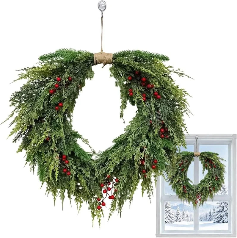 Generic Corona de puerta de Navidad de 23 pulgadas, agujas de pino, decoración — Decoracion Navidad