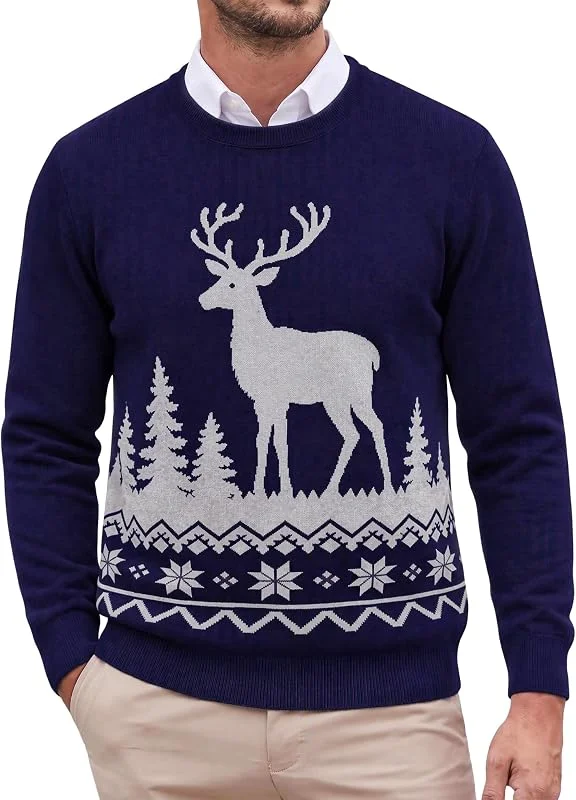 Visita la tienda de iClosam iClosam Jersey de Navidad Hombre Reno Cuello Redondo Manga Larga Nórdico — Ropa Navidad