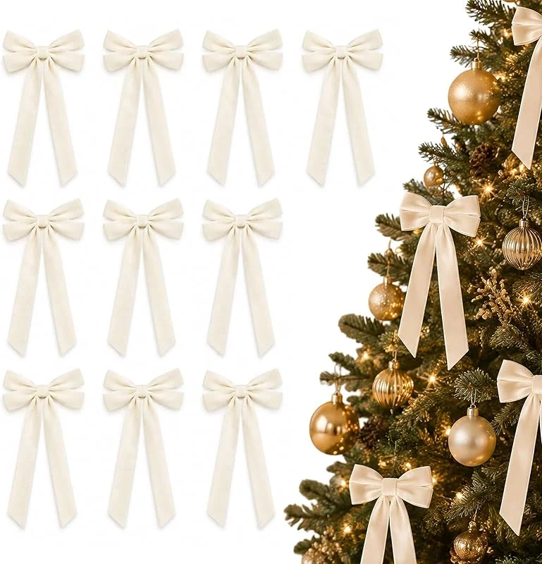 Jafaharug 15 lazos de terciopelo para árbol de Navidad, adorno festivo femenino — Envoltorio regalo