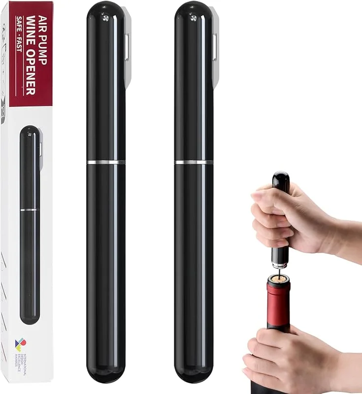 FBBULES Sacacorchos Profesional de Aire a Presión (Pack de 2), Negro + Negro — Vino y mesa festiva