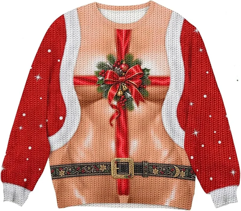 PINTUTU Jersey Navideño para Hombre Estampado 3D Novedoso Estilo Extravagante Sudadera con Capucha Divertida Cómodo — Ropa Navidad