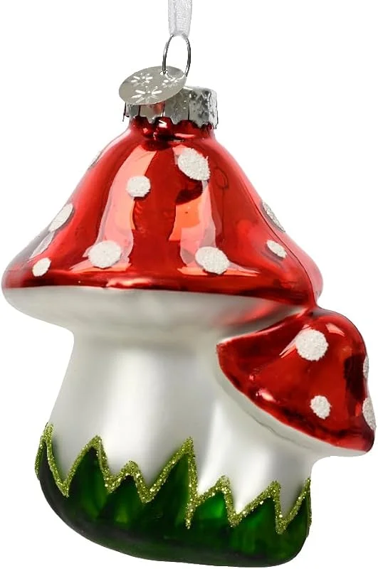 Kaemingk Adornos para árbol de Navidad de cristal, 7, 5 cm, diseño de setas, color rojo y blanco — Decoracion Navidad