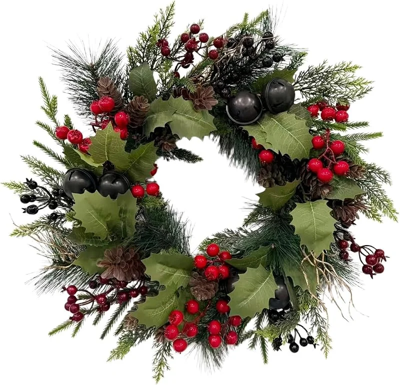 Generisch Corona de Navidad para puerta principal, guirnalda verde como decoración de — Decoracion Navidad