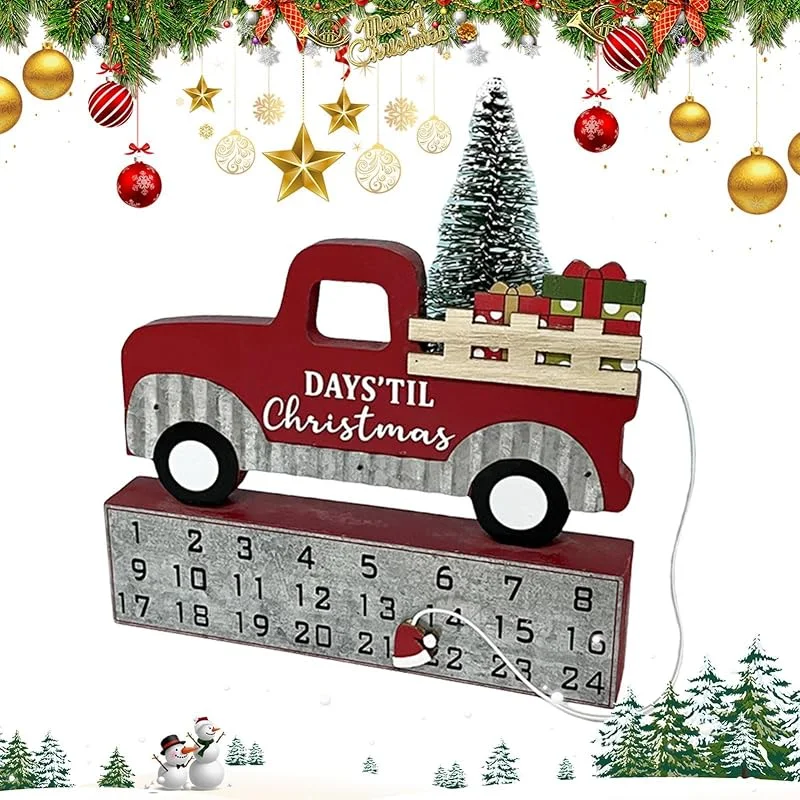 Generic Calendario de cuenta regresiva de Navidad, Cartel de 24 días Navidad, Decoración de madera reutilizable, Centro de mesa de vacaciones, Decoración del hogar para reuniones familiares — Decoracion Navidad