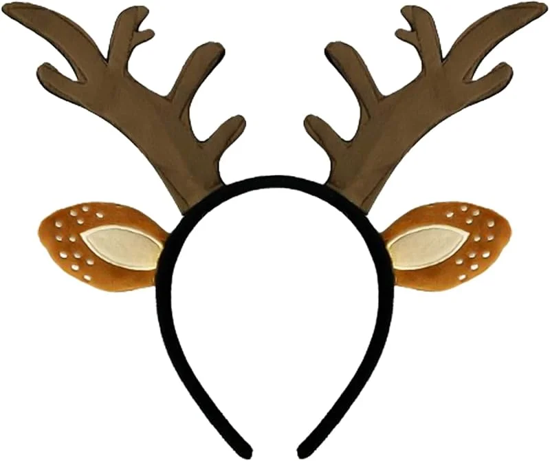 KRYMSON 1 diadema de cuerno, horquilla de cuernos de reno, asta marrón, diadema de reno de Navidad, adecuada para carnaval y mascarada — Ropa Navidad