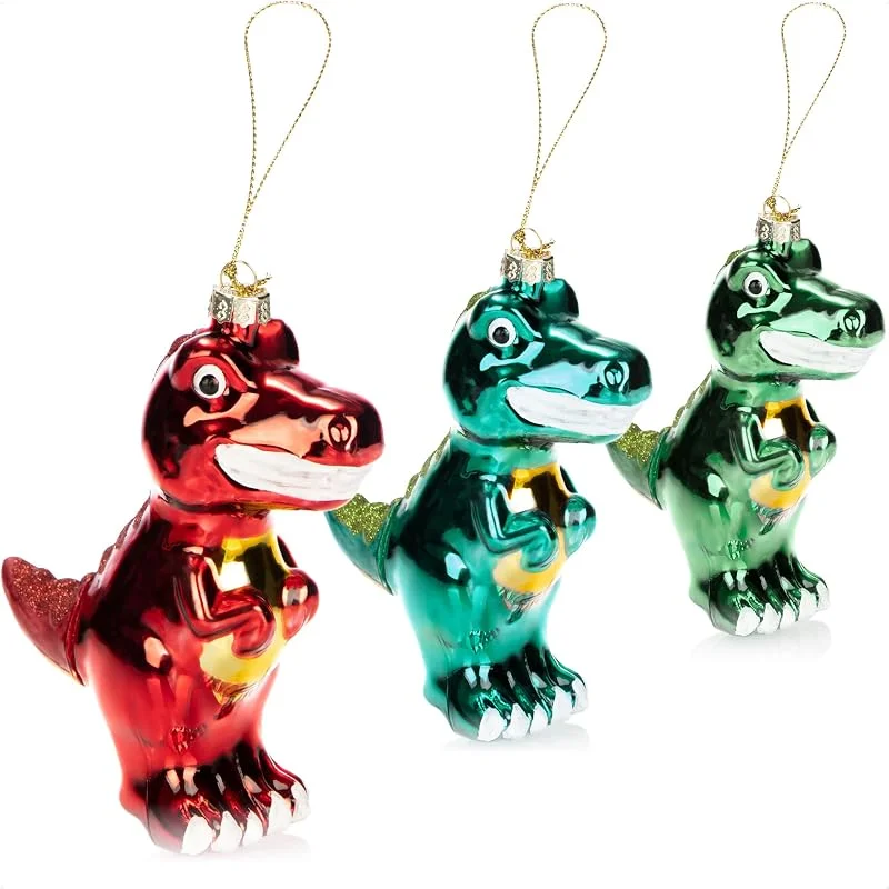Visita la tienda de com-four COM-FOUR® 3X Adornos para árboles de Navidad Premium, Dinosaurios — Decoracion Navidad